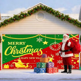 IVN Christmas Garage Door Cover Decoration 13x6ft Snowy Night Trees with Green Red Sleigh Scene Deer Merry Christmas Garage Door Banner Home Door Front Yard Decor for Xmas Eve Holiday Outdoor