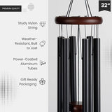 Memorial Wind Chimes for Loss of Loved One, Windchimes in Memory of a Loved One, Sympathy Gift Baskets, Bereavement Condolence Gifts, Memorial Gifts for Loss of Mom, 32" Sympathy Dandelion, Black