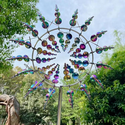 Metal Windmill Decorations,Wind Spinner for Garden,3D Wind Powered Kinetic Sculpture,Wind Catcher for Yard Art, Lawn, Garden Decor