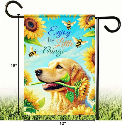 BlissYard Golden Retriever Garden Flag 12x18 Inch Double Sided Yard Banner with Sunflower and Bee Design Spring Summer Farmhouse Outdoor Lawn Porch Decoration