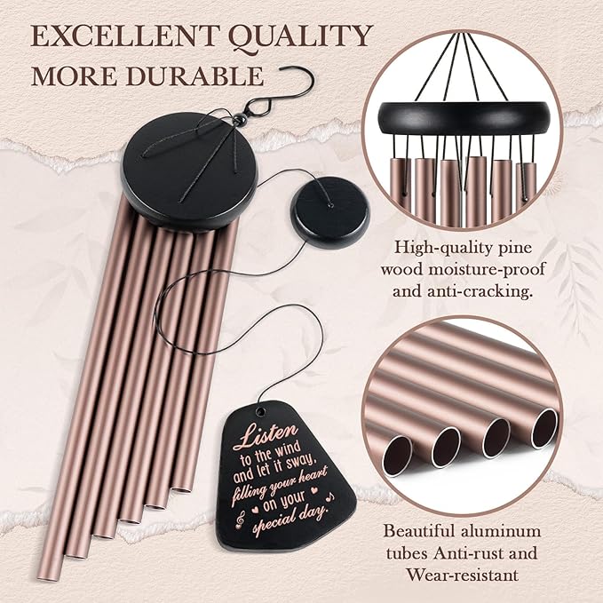 SteadStyle 60th Birthday Gifts for Women, Happy 60 Year Old Birthday Gifts for Her Mom Sister Wife Grandma - 60th Birthdays Wind Chimes 26in Garden Decoration