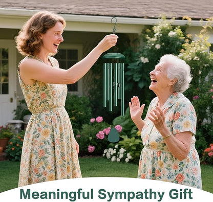 Wind Chimes Outdoor Outside - 6 Tubes 26" Memorial Garden Chime,Retirement & Sympathy Gift for Outdoor Patio Yard Decoration, Retired Gift for Mom Women Grandma Neighbors Green