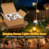 Garden Gnomes Hanging Solar Lights, 3-Pack Climbing Rope Gnome Statues with LED Lantern, Outdoor Decor for Yard Patio Door Tree Fence Wall, Housewarming Gifts for Women Mom Grandma