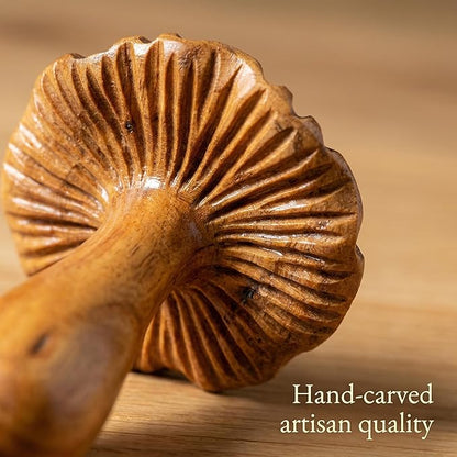 Curawood Mushroom Wall Decor - 5.9" Tall Balinese Artisan Handcrafted Wooden Mushroom Wall Art - Cottagecore, Fairycore, Goblincore Bedroom Decor - Carved Wood Forest Aesthetic Hanging Piece