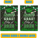 Graduation Garden Flag Class of 2025, Green Congrats Grade Flag for Outside Party Hanging Decorations 12x18 Inch Burlap