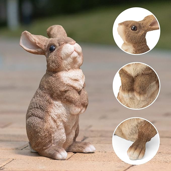 Garden Outdoor Rabbit Statue,Bunny Figurine Resin 9.5 Inches, Suitable for Home Lawns, Balconies, Courtyard Art Garden and Courtyard, Easter Spring Home Decor Unique Home Gifts.