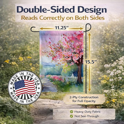Caroline's Treasures Michigan Apple Blossoms in Watercolor Garden Flag Mailbox Flag Decorative Yard Flag Banner Outside Patio Artwork Yard Flower Beds, Garden Size, Multicolor