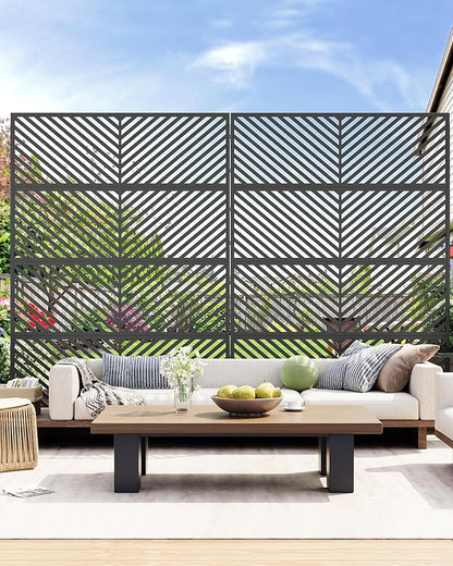 Hipicute 72" H×47" W Freestanding Metal Privacy Screen for Outdoor Patio - Heavy-Duty Rust-Resistant Decorative Fence Panel | Weatherproof Design | Patio Privacy Screen