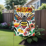 Startlit Patio Welcome Spring Summer Garden Flag 12x18 Double Sided Small Summer Bee Garden Yard Flags Outside Outdoor Seasonal Porch Lawn Decoration