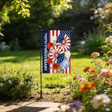 250th Anniversary Garden Flag 12x18 Inch Double Sided, 4th of July Garden Flag with Colorful Flower Design, Red White Blue USA Flags, Garden Decoration for Independence Day, Summer Yard Decor