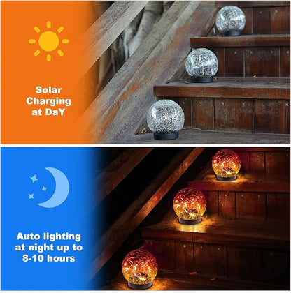 MLKNK Solar Globe Lights Outdoor Waterproof-Solar Balls-Solar Garden Lights-Orbs for Outside 2 Pack Cracked Glass Ball for Lawn Patio Yard Backyard Decorations