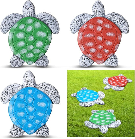 Yalikop 3 Pcs Turtle Stepping Stones Resin 7-10inch Decorative Stepping Stone Turtle Outdoor Garden Decorations for Garden Patio Walkway Sculpture Yard Art