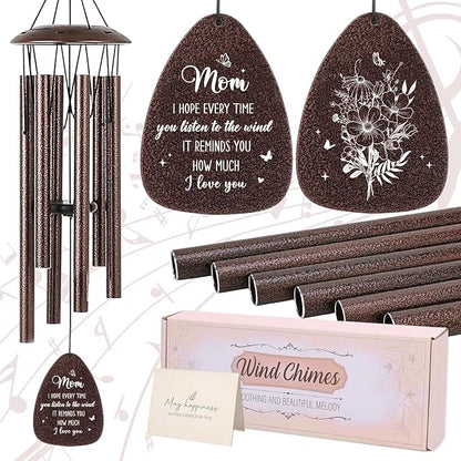 Gifts for Mom Wind Chime - Metal Windchimes with Greeting Card 32" Outdoors Indoor Garden Yard Patio Porch Home Hanging Decor Appreciation Mother's Day Birthday Gift for Mama Mother in Law
