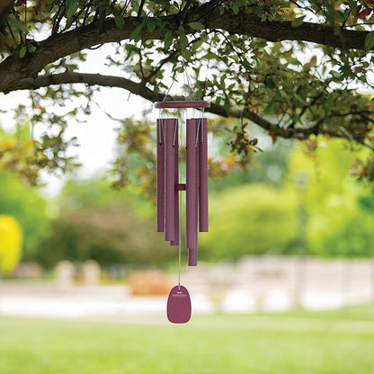 Woodstock Wind Chime Distressed Rose Wind Chime Tuned to Amazing Grace Outdoor Hanging Chime for Porch Patio Garden Décor with Powder-Coated Tubes and Ash Wood Top