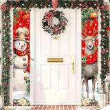 BlissYard Red Christmas Snowman and Reindeer Banners for Front Door Merry Christmas Door Banner Holiday Welcome Home Christma Decorations Xmas Porch Signs Winter Holiday Decor Elegant Porch Party Supplies 12x71 Inch
