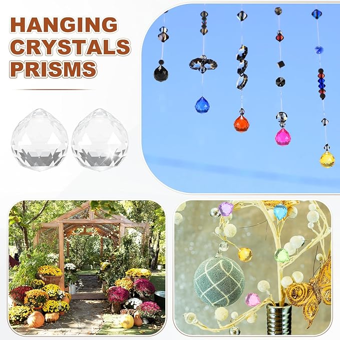 M METERXITY 10-Pack Crystal Ball Prisms, 24mm/0.94 Inch Chandelier Pendant Maker Hanging Crystals Chandelier Prisms for Home/Windows/Garden/DIY Decoration[Clear]