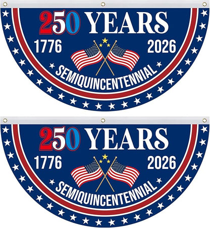 4th of July Patriotic Bunting - American Flag Bunting 2 X 4 Ft, 250 Years American Flag, 4th of July Party Decorations, 1776-2026 250 Year American Anniversary Flag Indoor Outdoor Hanging Decor-2PCS
