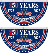 4th of July Patriotic Bunting - American Flag Bunting 1.5 X 3 Ft, 250 Years American Flag, 4th of July Party Decorations, 1776-2026 250 Year American Anniversary Flag Indoor Outdoor Hanging Decor-2PCS