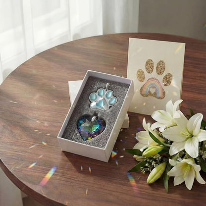 Pet Memorial Gifts for Dogs Cats: Heart Crystal Suncatcher Dog Memorial Gifts Loss of Dog Sympathy Gift Pet Remembrance Gift for Grieving Friends Family Member, Cat Memorial Gifts for Loss of Cat