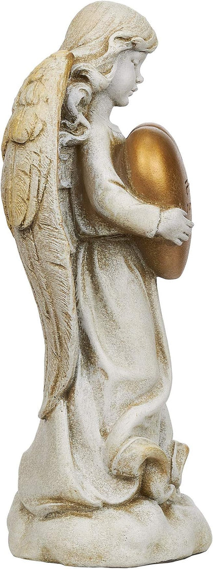 Joseph's Studio by Roman - 12.25" H Memorial Angel Holding a Heart Garden Statue, Religious Outdoor Decor