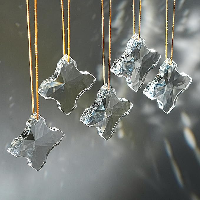 2.7in Hanging Crystal Cross Prisms Ornaments for Easter Tree Window Hanging Glass Ornaments for Home Office Car Decor