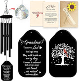 Crystal Sympathy Wind Chimes Loss of Grandma Black Memorial Remembrance Keepsake Grammy Gigi Nanny in Memory Condolence Gift for Family Fiends Funeral Garden Window Outdoor Hanging HW12-RB-GM