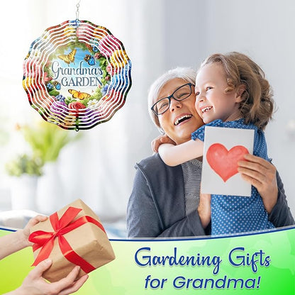 FLAGWIX Gifts for Grandma - Nana's Garden 3D Stainless Steel Metal Wind Spinners 12 in - Gardening Grandma Birthday Gifts for Women Nana Gigi, Grandmother Gift Ideas