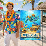 BlissYard Ocean Sea Turtle Welcome Garden Flag 12x18 Double Sided Vertical Outdoor Coastal Decor Underwater Coral Reef Yard Garden Lawn Patio Nautical Summer Banner