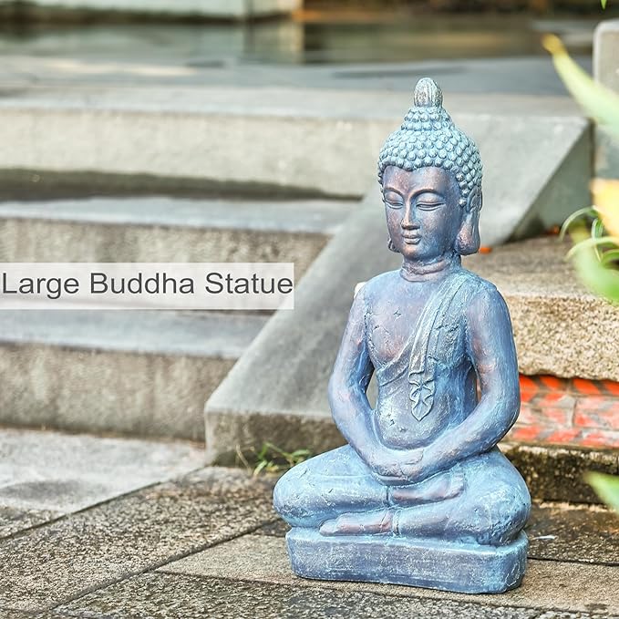 25" Large Buddha Statue Outdoor Indoor, Buddha Statues for Garden, Meditating Buddhist Statues for Home Decor, Zen Decor Buda Statue