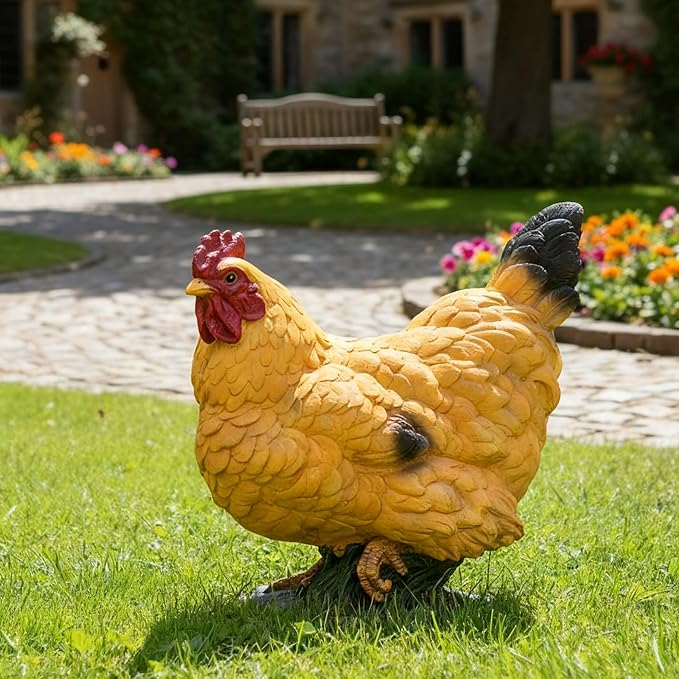 Chicken Statue Outdoor Decor,12.2''(H) Realistic Hen Garden Sculptures for Yard Lawn,Resin Animal Figurines Home Porch Patio Art Decorations