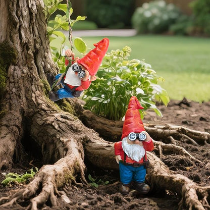 Hanging Gnome Garden Statue Funny Climbing Gnomes with Telescope Tree Hugger for Outdoor Lawn Home Patio Yard Art Decoration Christmas Birthday Gifts for Mom Women