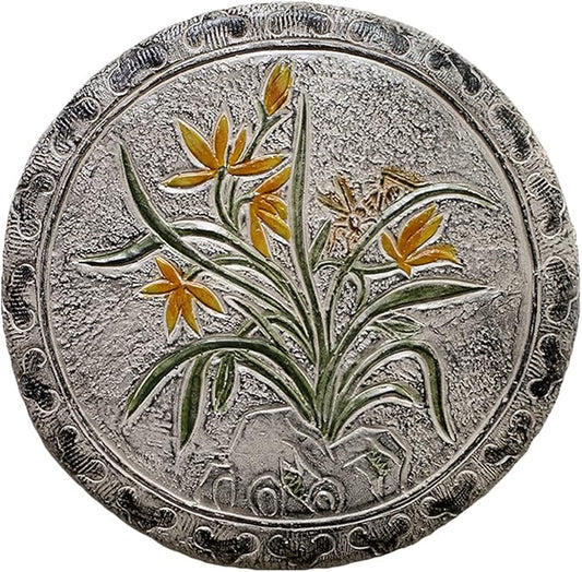 Garden Stepping Stones, Classical Chinese Flower Carving, Decorative Walkway Stepping Stones for Outdoor Garden Flowerbed & Lawn Yard Pathway (Color : C(6Pcs))