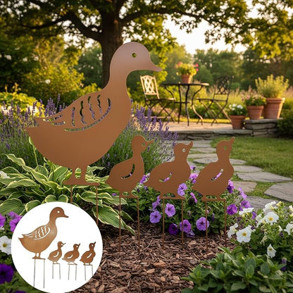 Iron Garden Ornament Wrought Metal Family Decor for Outdoor Lawn and Backyard Landscaping