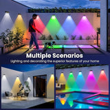 Solar Fence Lights Outdoor,50 LM 11 Modes & 9 Colors Solar Lights with Brighter LED Focus Lens Waterproof IP65 for Wall Backyard Deck Patio Porch Step Railings Pool Decor（4 Pack）