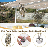 4PCS Fake Owl Plastic Owl to Scare Pigeon for Balcony Hanging Flat Garden Owls with Reflective Tape to Keep Squirrel Woodpecker Away from Outdoor House Window Patio Yard Backyard Front Porch Decor