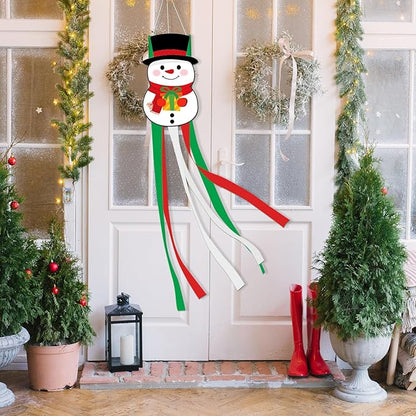 40 Inches Christmas Snowman Windsock Decoration, Hanging Outdoor Winter Decor, Festive Xmas Holiday-Themed Wind Sock Ornament for Garden, Patio, and Yard