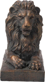 Glitzhome GH20388 Guardian Lion Garden Statue Outdoor Sculpture Decorative, Bronze, 21.75" L x 15.25" H