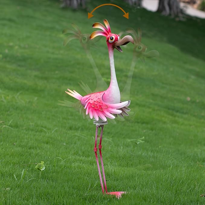 Natelf Flamingo Peacock Metal Yard Art Garden Sculpture Flamingos Peacocks Outdoor Decorations Large Garden Statues for Yard Patio, Porch, Home for Women, Mom, Grandma