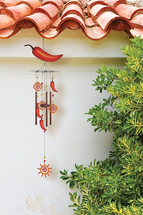 Sunset Vista Designs Southwest Collection - Large Rustic Metal Wind Chime, Chile Pepper