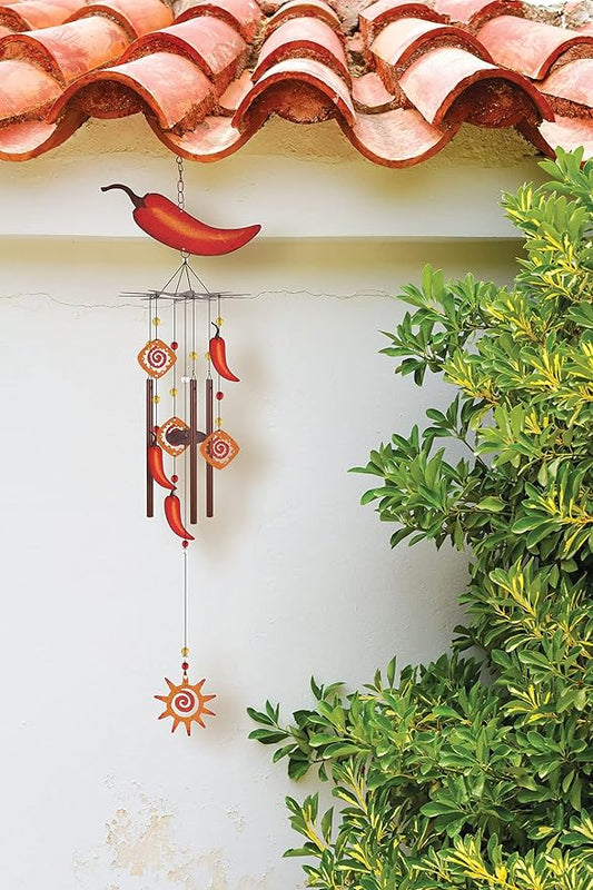 Sunset Vista Designs Southwest Collection - Large Rustic Metal Wind Chime, Chile Pepper