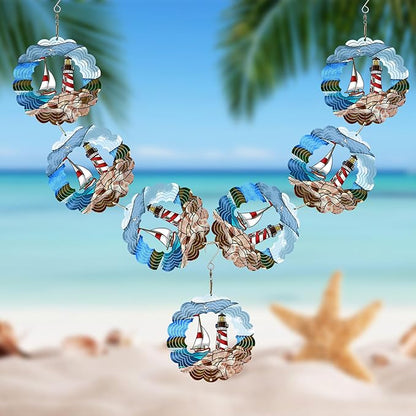 Wind Spinners Outdoor, Bird Repellent，3D Sailing Boat Hanging, 17.5 inches, Kinetic, Stainless-Steel Metal, Indoor and Outdoor Decoration for Garden, Patio, Yard, Gift for Women Mom Wife.