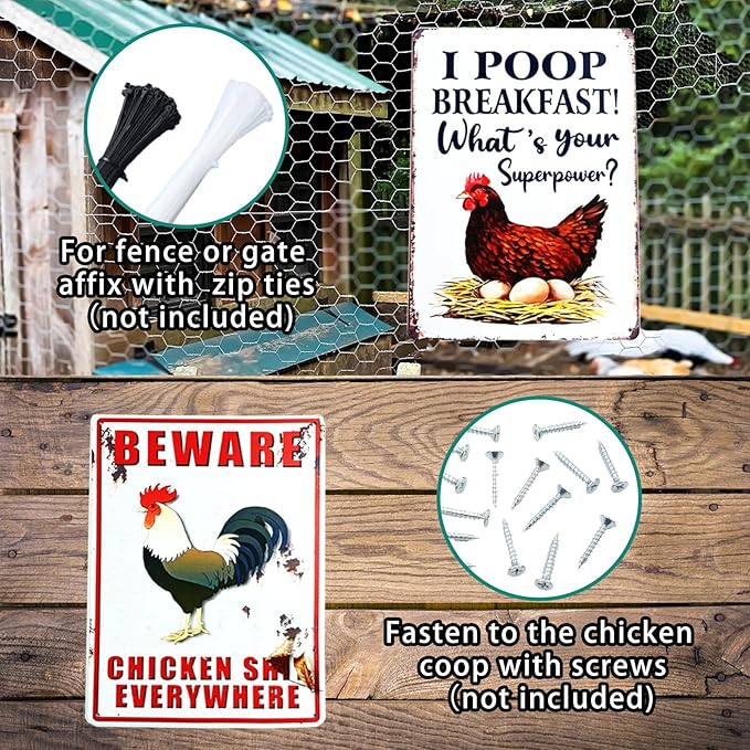 10 Pack Chicken Coop Signs,8 x 12 Inch Funny Metal Chicken Signs, for Home Kitchen Decor Chicken Lovers Gifts, chicken signs for coop funny outdoor