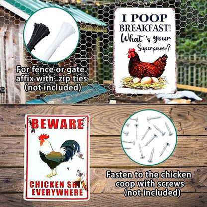 10 Pack Chicken Coop Signs,8 x 12 Inch Funny Metal Chicken Signs, for Home Kitchen Decor Chicken Lovers Gifts, chicken signs for coop funny outdoor