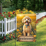 BlissYard Welcome Garden Flag for Outside Spring Summer Flower Garden Flag 12x18 Inch Double Sided Burlap Outside Seasonal Floral Dog Sign Yard Farmhouse Outdoor Decor
