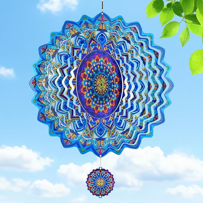 3D Wind Spinner, 12 inch 3D Kinetic Metal Garden Spinners, Rustproof Metal Garden Decor Yard Art, Wind Sculptures Ideal Gift for Homeowners & Garden Lovers