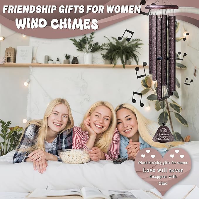 Best Friend Birthday Gifts for Women/Men Wind Chimes 32", Friendship/Bestie Gifts for Women, Long Distance/Mothers/Valentines Day/Christmas/Graduation Gift for Best Friend/Bff/Soul Sister/Bestie