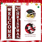 Ivenf Outdoor Christmas Decorations Yard: Red Black Buffalo Plaid Front Porch Sign Set, Hanging Welcome Merry Christmas Decorations for Home, Indoor Outdoor New Year Xmas Wall Front Door Yard Décor
