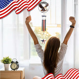 CoTa Global Welcome Eagle USA Flag Wind Chime - Handmade Metal Hanging Decor, Patriotic Garden Ornament with Red, White and Blue Tubes, Indoor Outdoor Porch Patio Yard Decoration - 34 Inches