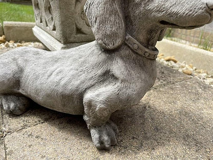 Standing Dachshund Stone Statue | Reconstituted Stone Puppy Dog Outdoor Garden Ornament Decoration
