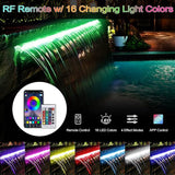24'' APP Control Waterfall Spillway with RGB LED Lights, Acrylic Pond Fountain Set for Outdoor Decorations, Patio Pool Kit on The Wall for Garden w/16 Color Changing, Easy Installation